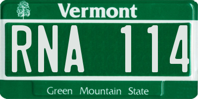 VT license plate RNA114