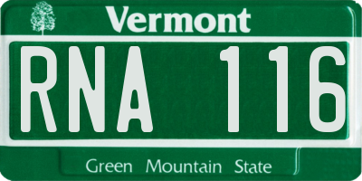 VT license plate RNA116