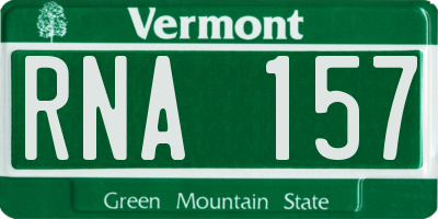 VT license plate RNA157
