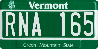 VT license plate RNA165