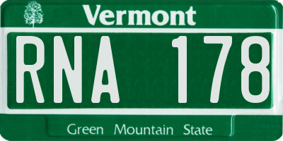VT license plate RNA178