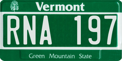 VT license plate RNA197