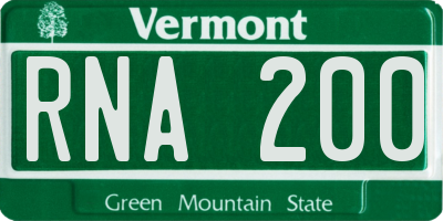 VT license plate RNA200