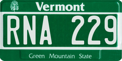 VT license plate RNA229