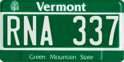 VT license plate RNA337
