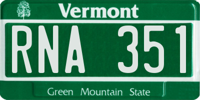 VT license plate RNA351