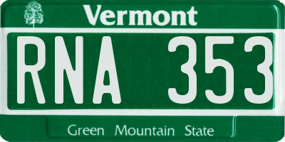 VT license plate RNA353