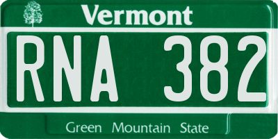 VT license plate RNA382