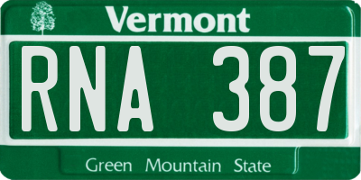 VT license plate RNA387