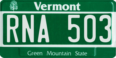 VT license plate RNA503