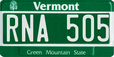 VT license plate RNA505