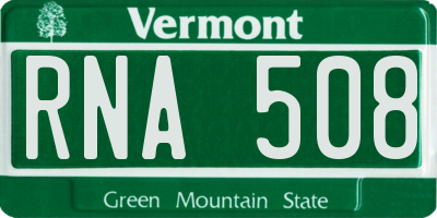 VT license plate RNA508