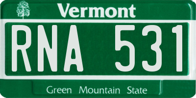 VT license plate RNA531