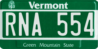 VT license plate RNA554