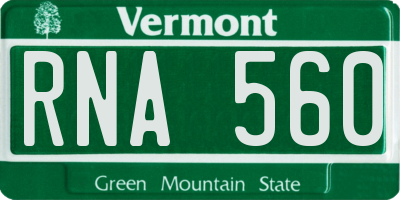 VT license plate RNA560