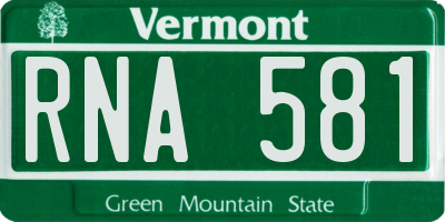 VT license plate RNA581