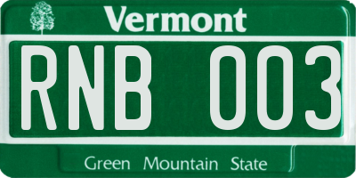 VT license plate RNB003
