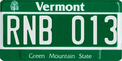 VT license plate RNB013