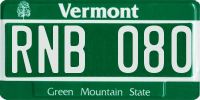 VT license plate RNB080