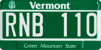 VT license plate RNB110