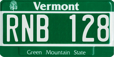 VT license plate RNB128