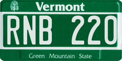 VT license plate RNB220