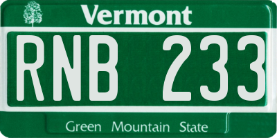 VT license plate RNB233