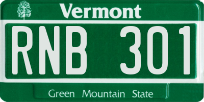 VT license plate RNB301