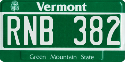 VT license plate RNB382