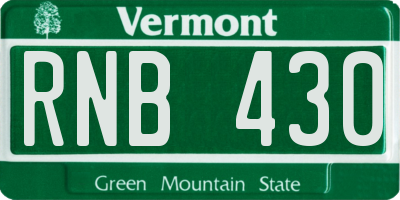 VT license plate RNB430