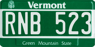 VT license plate RNB523