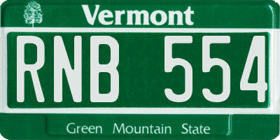 VT license plate RNB554