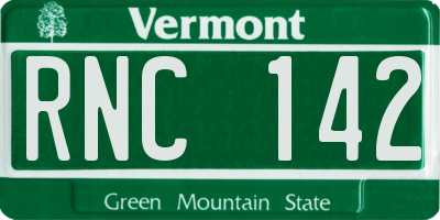 VT license plate RNC142