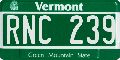 VT license plate RNC239