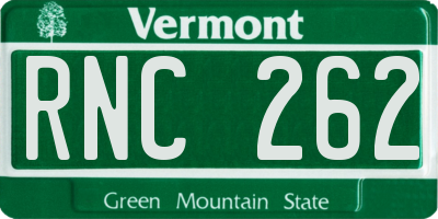 VT license plate RNC262