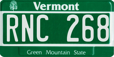 VT license plate RNC268