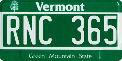 VT license plate RNC365