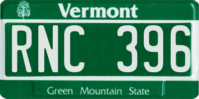 VT license plate RNC396