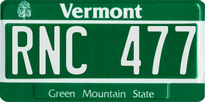 VT license plate RNC477