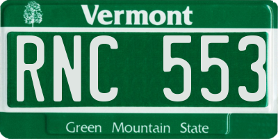 VT license plate RNC553