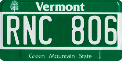 VT license plate RNC806