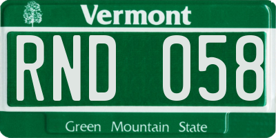 VT license plate RND058