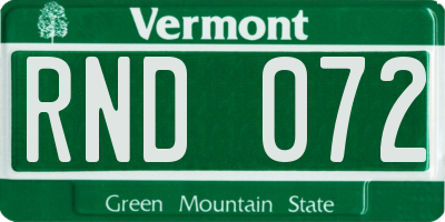 VT license plate RND072