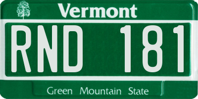 VT license plate RND181