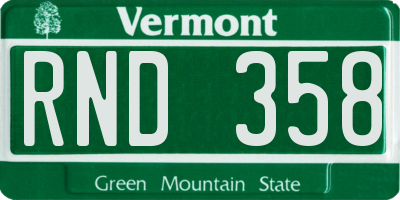 VT license plate RND358