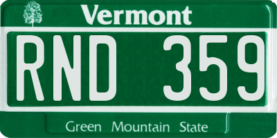 VT license plate RND359