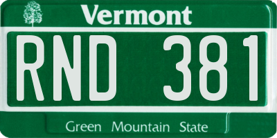 VT license plate RND381