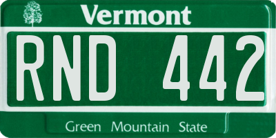 VT license plate RND442