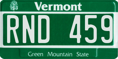 VT license plate RND459