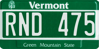 VT license plate RND475